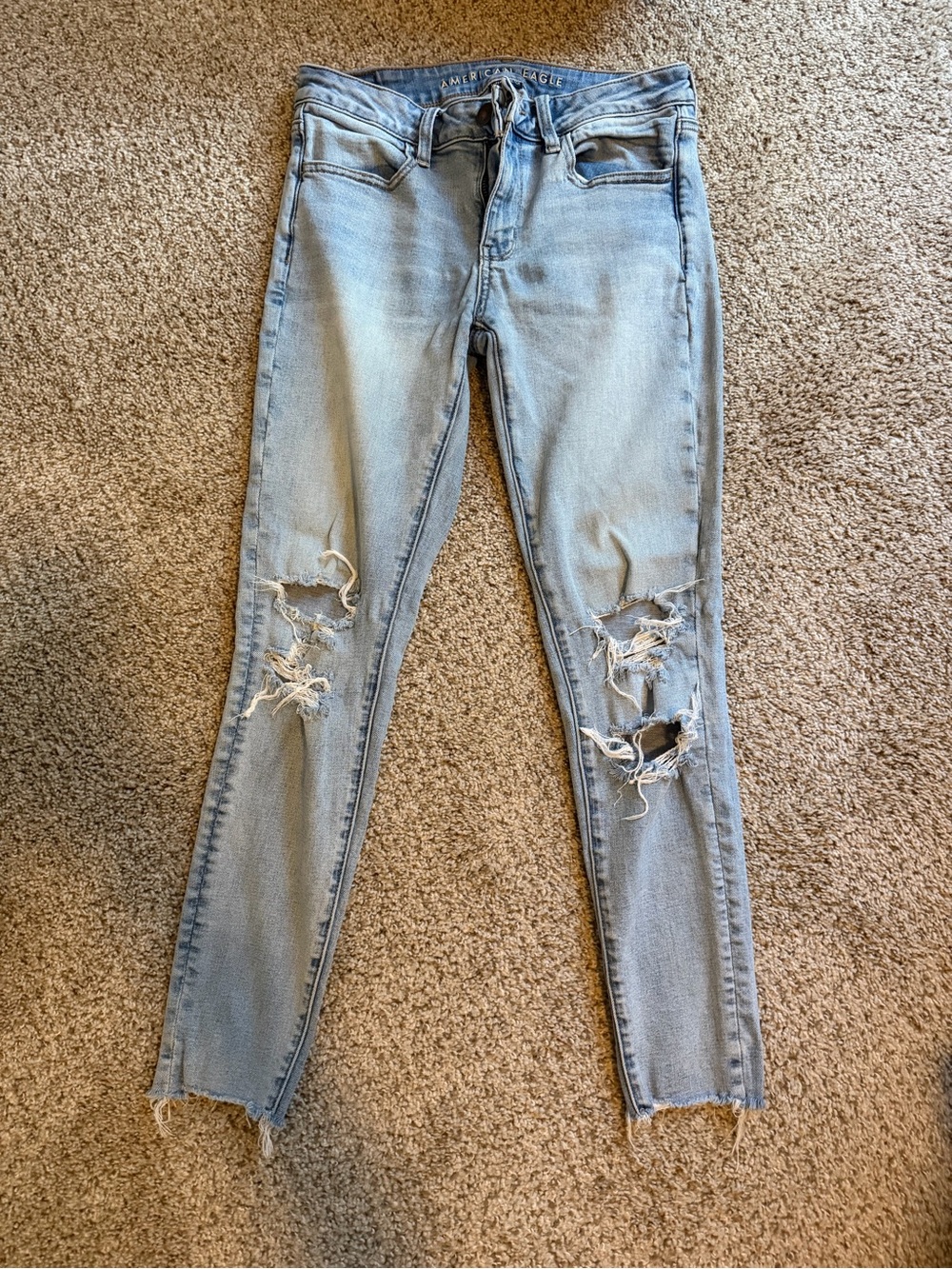 American Eagle Outfitters Light Blue Ripped Skinny Jeans